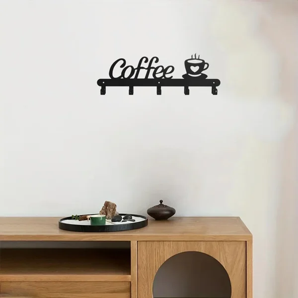 CIFbuy™ Wall Mounted Metal Coffee Cup Rack with Multi-Hooks Kitchen Living Room Organizer (TikTok, temu pick-up service)