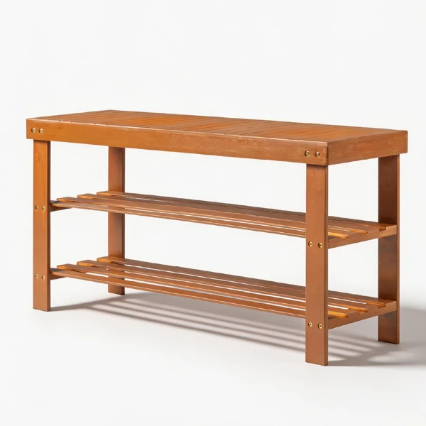35.43"*11.02"*17.72" 3-Tier Bamboo Shoe Rack Walnut view 3