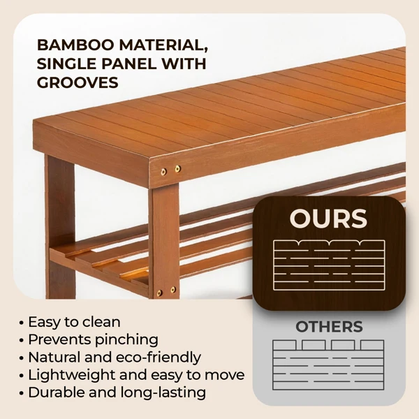35.43"*11.02"*17.72" 3-Tier Bamboo Shoe Rack Walnut view 6