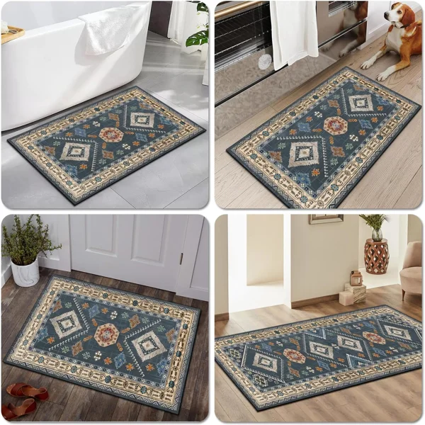 Boho Kitchen Rugs Sets 4 Piece with Runner Floral Kitchen Floor Mat Carpet Farmhouse Kitchen Rugs and Mats Non Skid Washable Runner Rug for Kitchen Floor Sink view 4