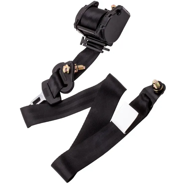 Seat Belt 3 Point Universal Retractable Safety Belt Black view 4