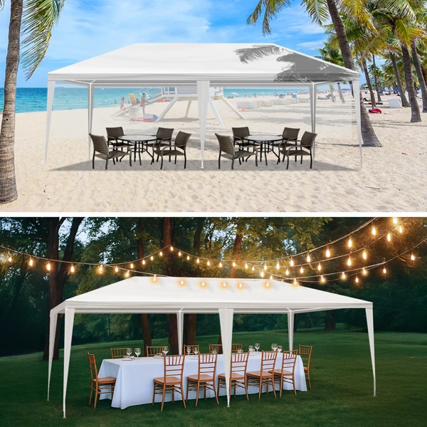 3*6m Non-Cloth PE Cloth Plastic Sprayed Iron Pipe Outdoor Party Tent White view 6