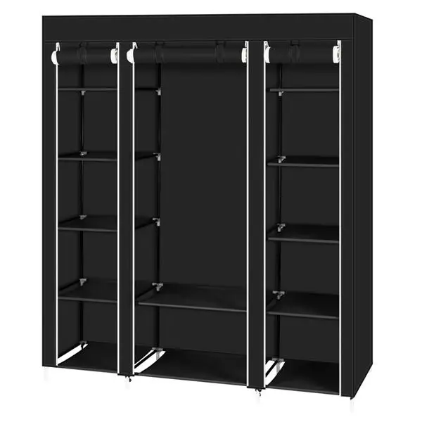 69" Portable Clothes Closet Wardrobe Storage Organizer with Non-Woven Fabric Quick and Easy to Assemble Extra Strong and Durable Black view 6