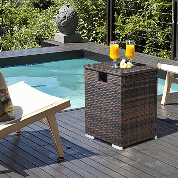 40*40*57cm Iron Frame Gas Bottle Storage Rattan Side Table Brown Gradient view 5