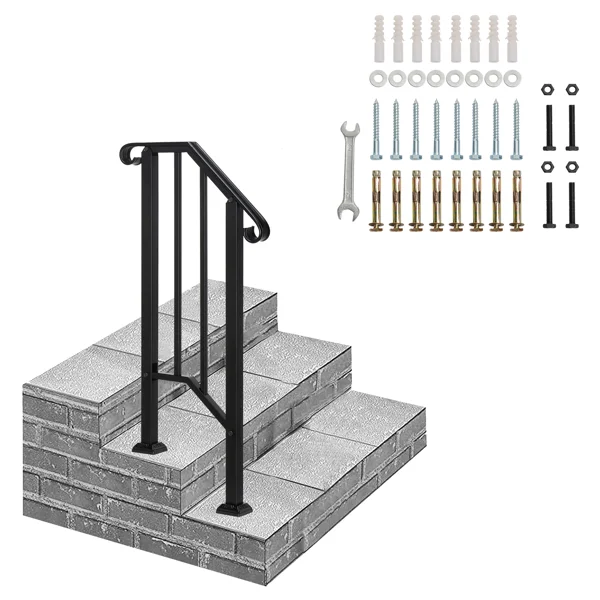 Artisasset Matte Black Outdoor 1st Tier Iron Handrail view 4