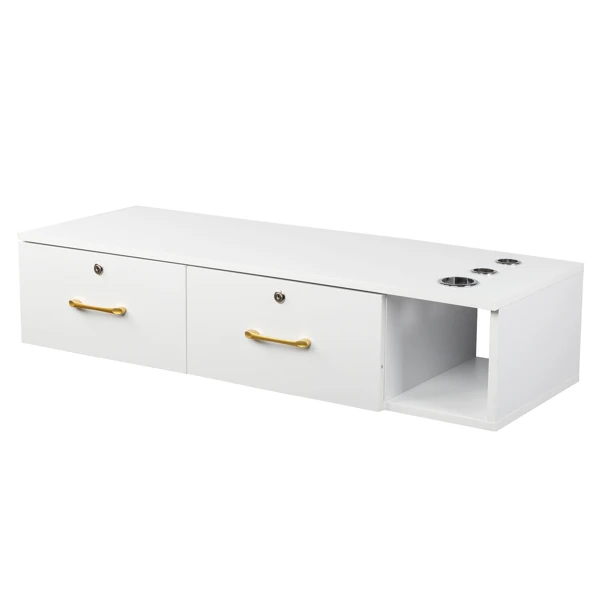 15mm E0 particleboard linen two draw three holes with lock salon cabinet white