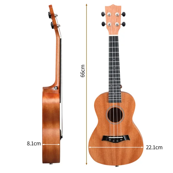 26in mahogany body rosewood fingerboard ukulele, cotton bag, capo, strap, picks*2, tuner, Strings, Dust cloth view 2