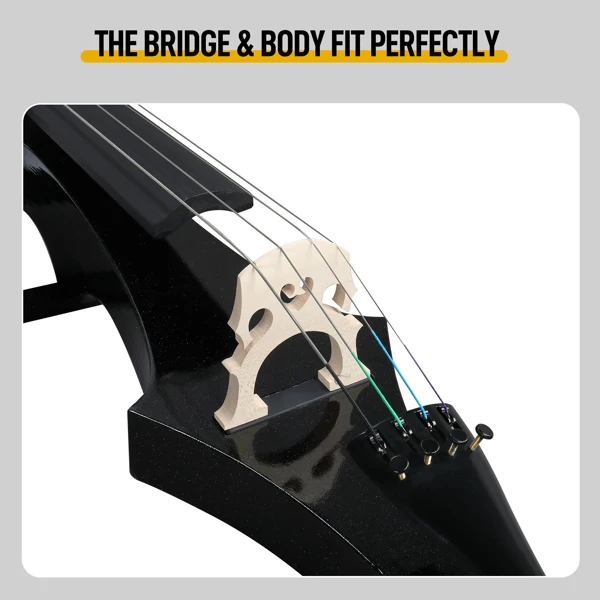 Full Size 4/4 Electric Style Cello with Case Bow Rosin Earphone Connecting line view 4