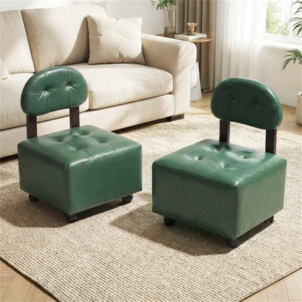 Set of 2 Stackable Small Rolling Stools with Brake Wheels, Compact Shoe Changing Footrest for Entryway view 2