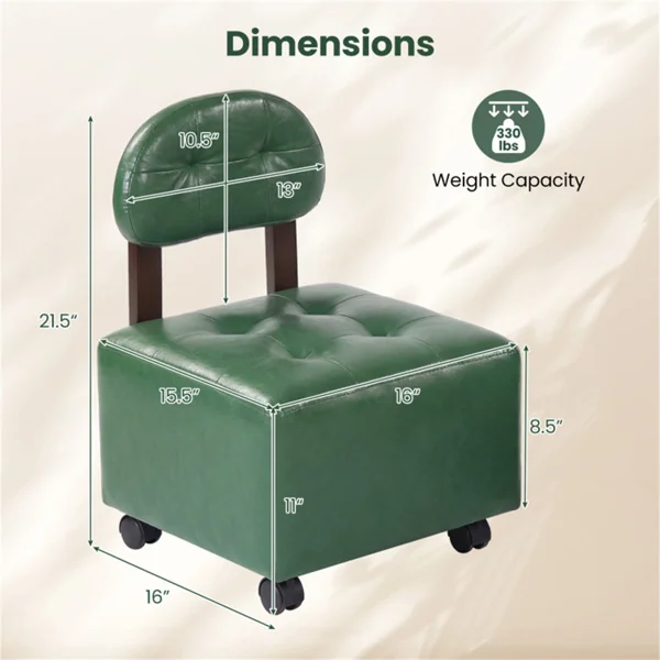 Set of 2 Stackable Small Rolling Stools with Brake Wheels, Compact Shoe Changing Footrest for Entryway view 6