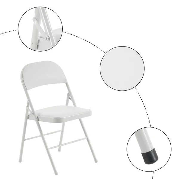 6pcs Elegant Foldable Iron & PVC Chairs for Convention & Exhibition White view 3
