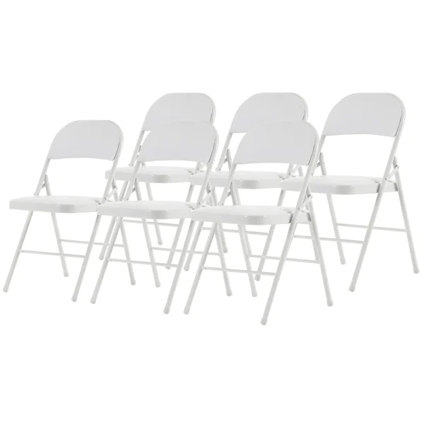 6pcs Elegant Foldable Iron & PVC Chairs for Convention & Exhibition White view 4