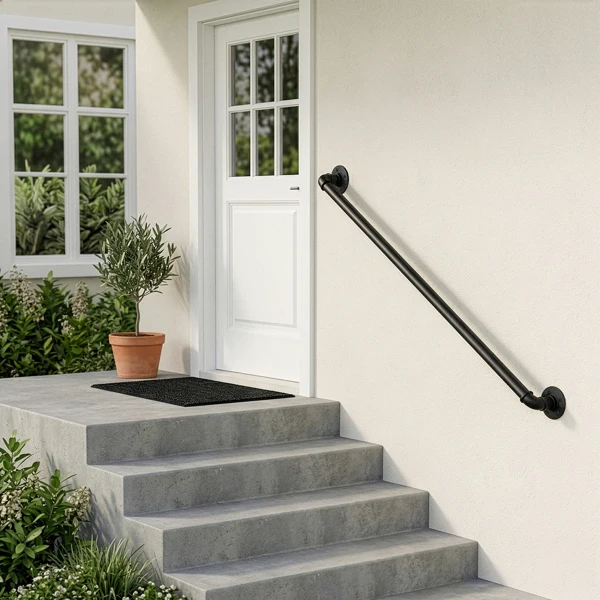 4FT iron courtyard stair handrail black view 5