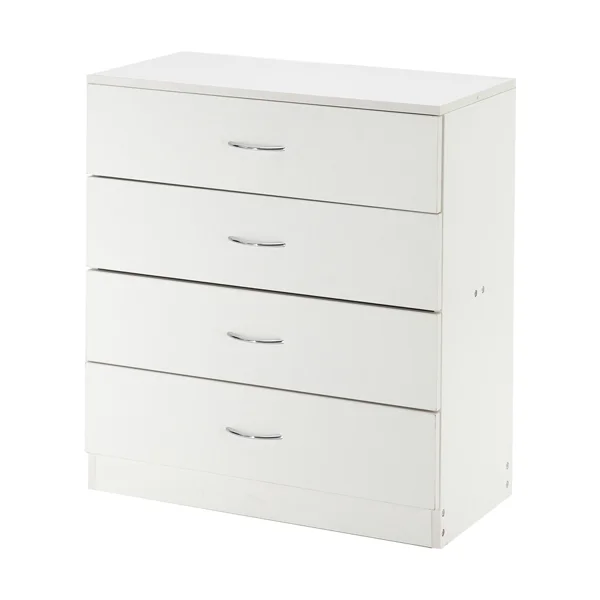 MDF Wood Simple 4-Drawer Dresser White view 5