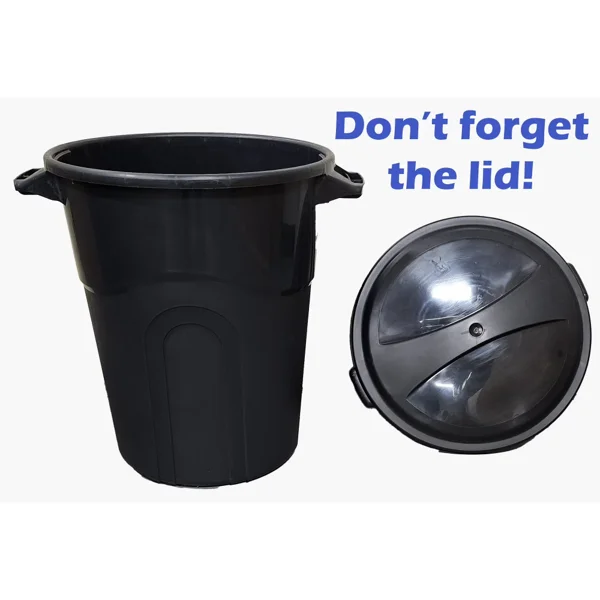 20 Gallon Heavy Duty Plastic Garbage Can, Included Lid, Black view 2