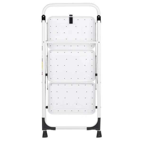 Home Use 3-Step Short Handrail Iron Ladder Black & White view 3
