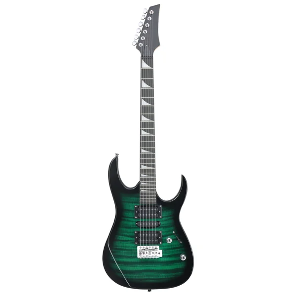 170 Model 39in Electric Guitar HSH Pickups Black complete starter kit suit for Hard Rock Tiger-striped Green view 2