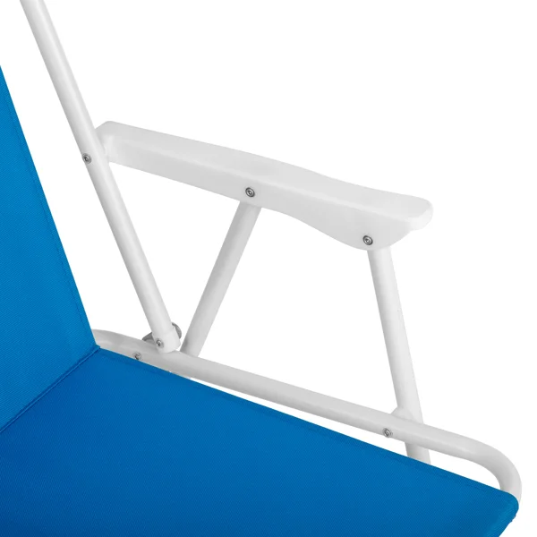 1 Pack Heavy Duty Steel Beach Chair with Umbrella, XL Size 15" Seat Height Royal Blue, Oxford Cloth with Support Bar, Single Position Adjustable, 120kg Load view 4