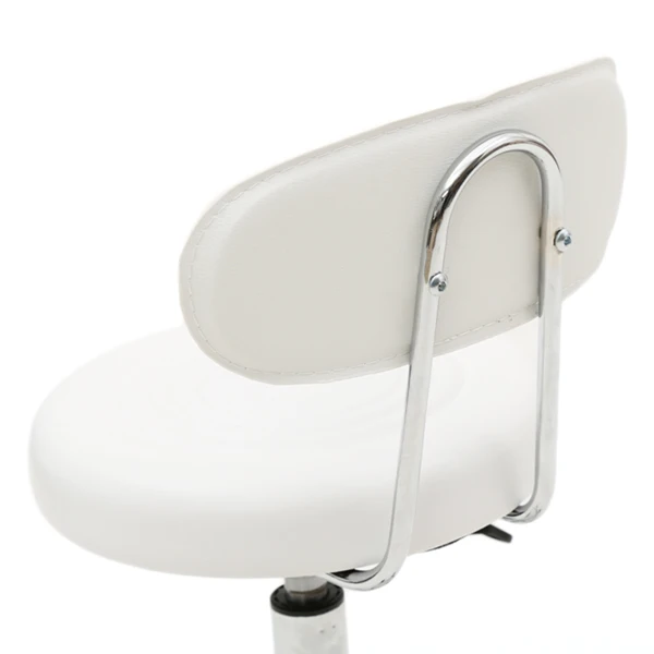 Round Shape Adjustable Salon Stool with Back and Line White view 6
