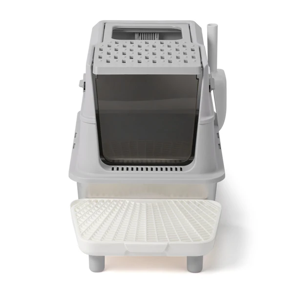 Stainless Steel Cat Litter Box, Covered Extra Large Cat Litter Box Enclosure, Metal Kitty Litter Boxes with Lid, Litter Scoop, and Filter Pedal, Anti-Leakage, Non-Stick, Easy to Clean view 3