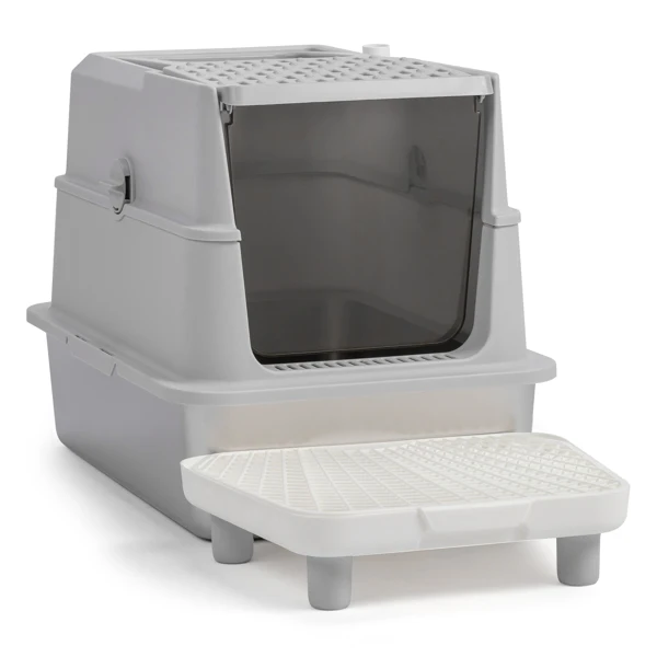 Stainless Steel Cat Litter Box, Covered Extra Large Cat Litter Box Enclosure, Metal Kitty Litter Boxes with Lid, Litter Scoop, and Filter Pedal, Anti-Leakage, Non-Stick, Easy to Clean view 4