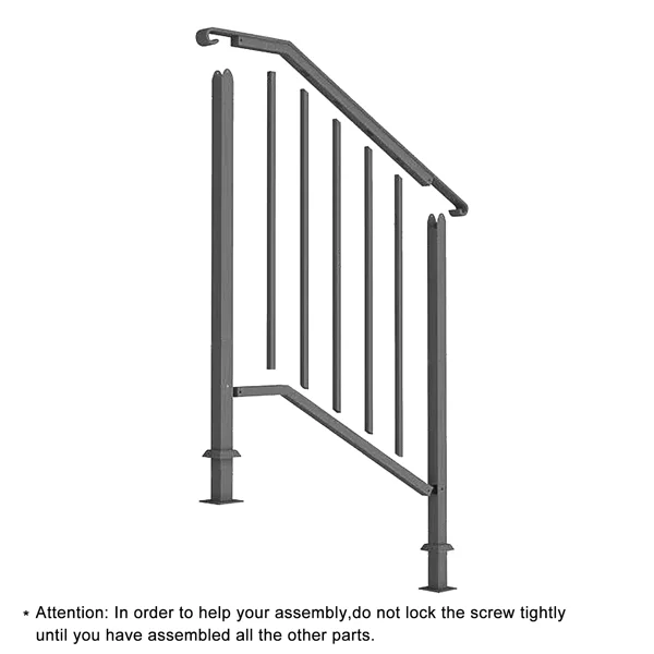 Artisasset Matte Black Outdoor 2-Step Iron Handrail view 2