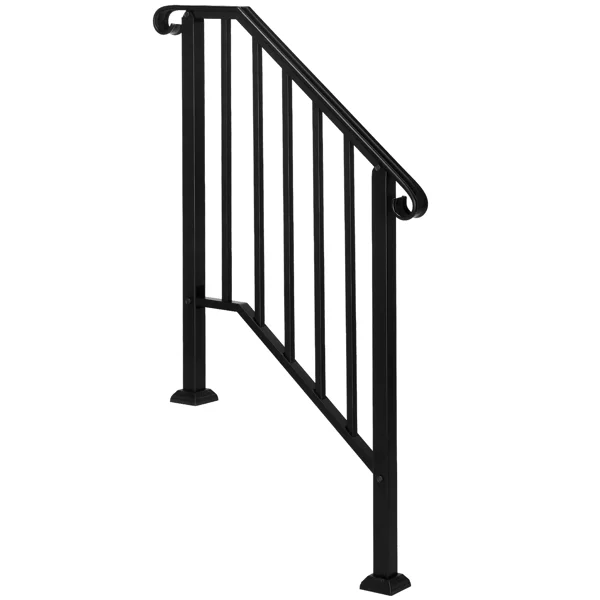 Artisasset Matte Black Outdoor 2-Step Iron Handrail view 3