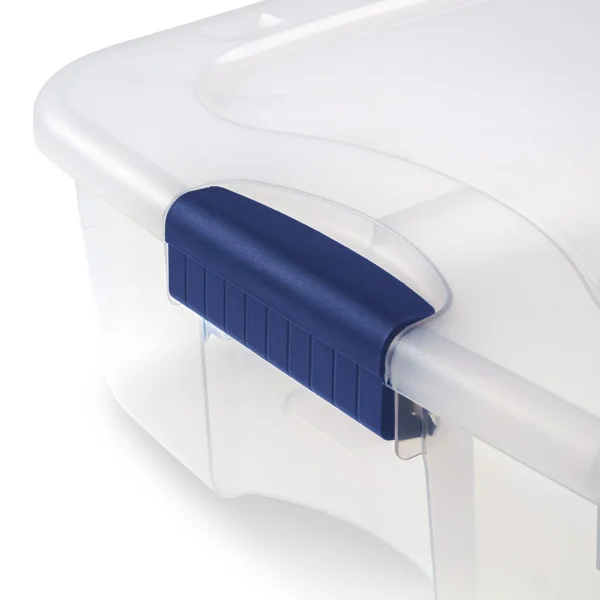 (2 pack)66 Quart Latching Underbed Wheeled Storage Bin, Clear Plastic Storage Container with Latch Lid, Blue view 5