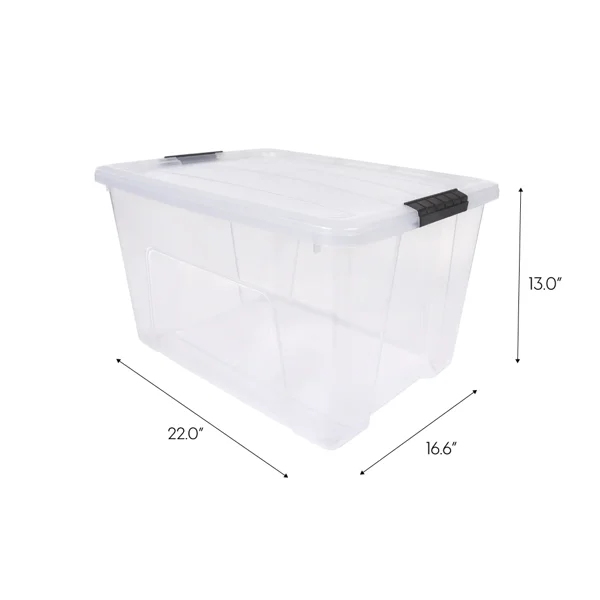 60 Qt. Plastic Storage Bins with Lids, Stackable Storage Containers, Totes, 4 Pack view 2