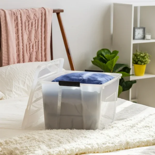 60 Qt. Plastic Storage Bins with Lids, Stackable Storage Containers, Totes, 4 Pack view 4