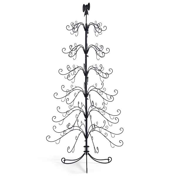6ft Black PVC Metal Artificial Christmas Tree with Bow Topper, No Extra Ornaments, Daily Decor Tree view 4