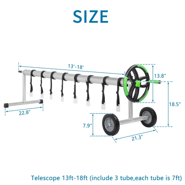18 Ft Aluminum Inground Solar Cover Swimming Pool Cover Reel view 5