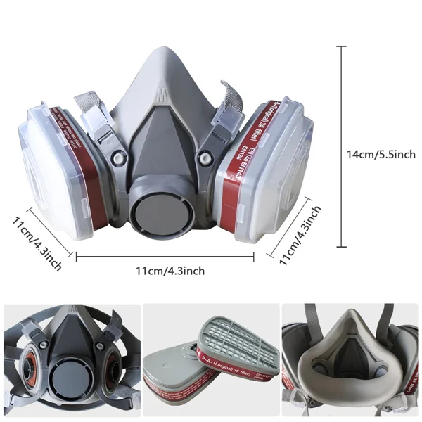 1 Pack 7in1 Half Face Mask, Two Filters Included - Facepiece (Not NIOSH approved) view 6