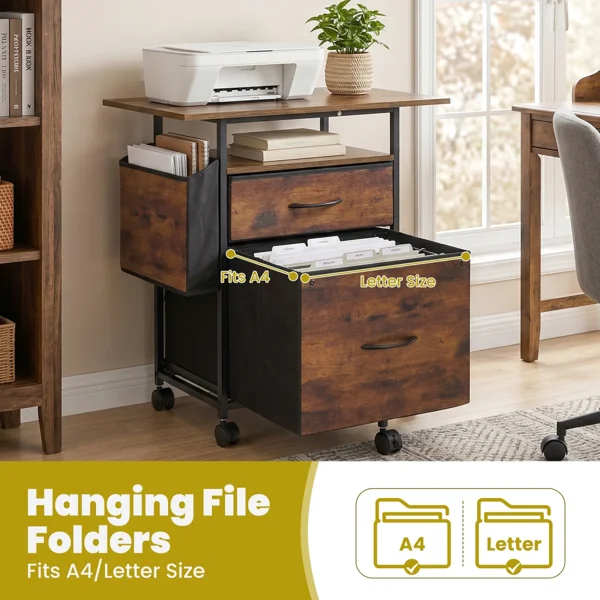 File Cabinets, Storage Cabinets for Hanging Files Letter/Legal/F4/A4 Size, Rust view 5