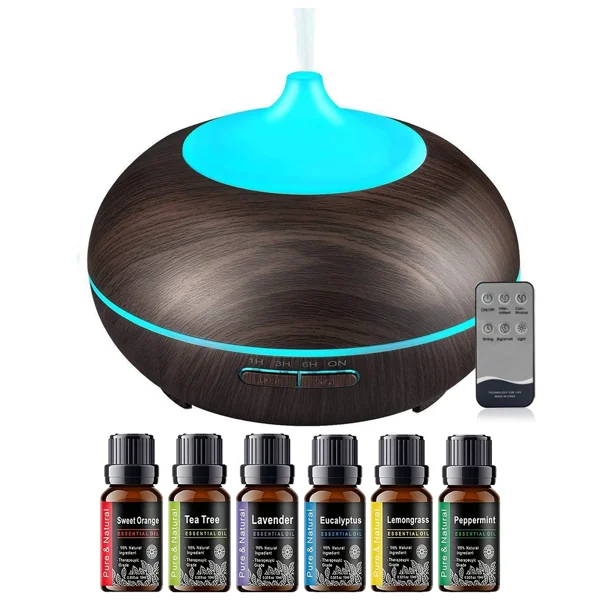 550ML Essential Oil Diffuser BPA Free Ultrasonic Aromatherapy Diffuser, with 7-Color Lights Waterless Auto Shut Off for Home,Room,pet Room - Black view 2