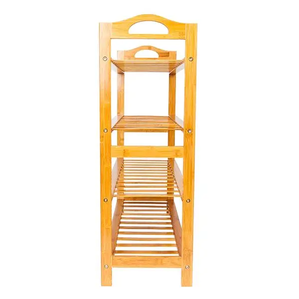 Concise 12-Batten 4 Tiers Bamboo Shoe Rack Wood Color view 4