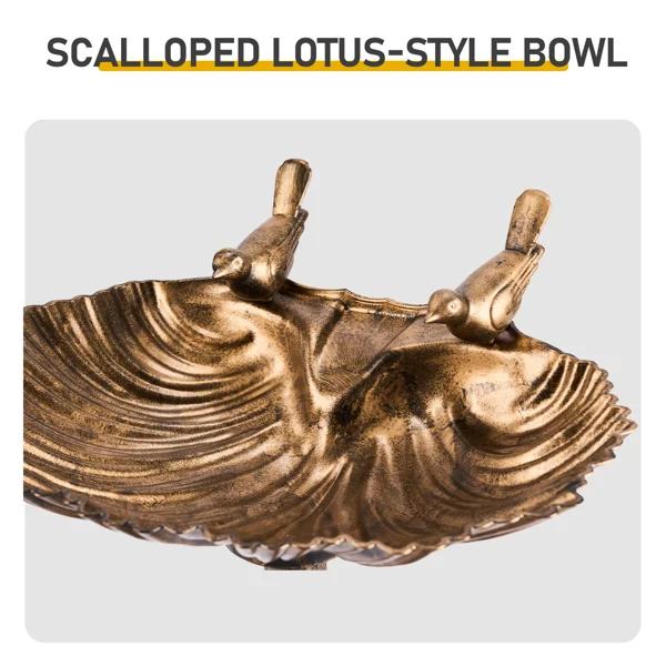 50*36*81cm Antique Bronze Resin Bird Bath With Shell Edge & 1.4W Solar Fountain view 3