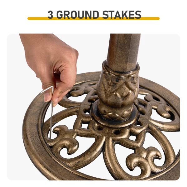 50*36*81cm Antique Bronze Resin Bird Bath With Shell Edge & 1.4W Solar Fountain view 5