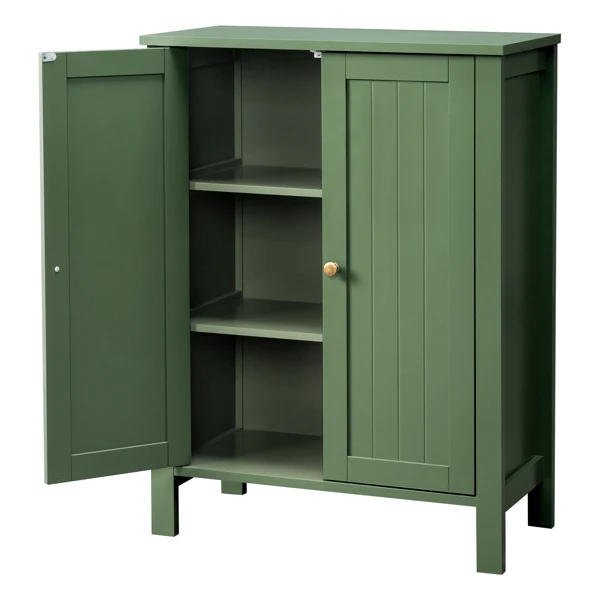 Forest Green MDF Painted with Vertical Stripes, 60*30*80cm, Double Door Bathroom Vanity view 4