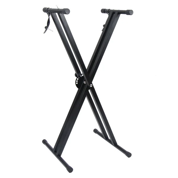 Dual-tube X-Shape Keyboard Stand + Adjustable Folding Piano Bench Stool Seat Black view 6