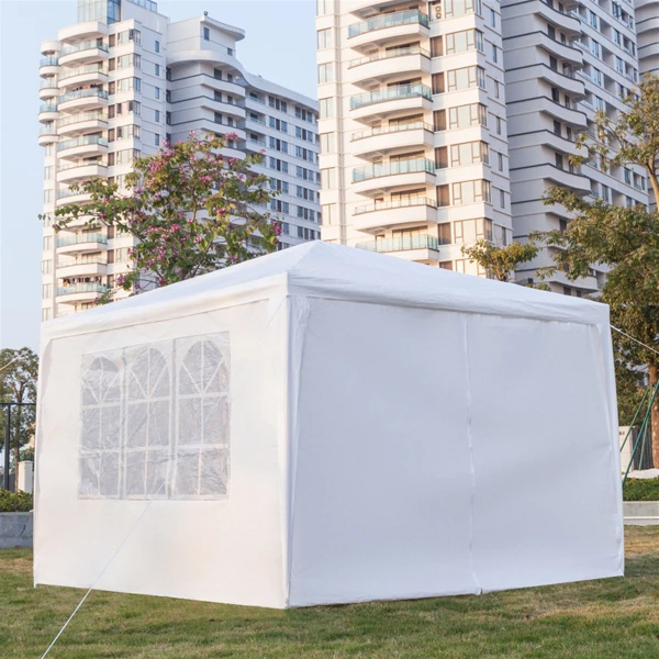 3 x 3m Four Sides Portable Home Use Waterproof Tent with Spiral Tubes White view 4