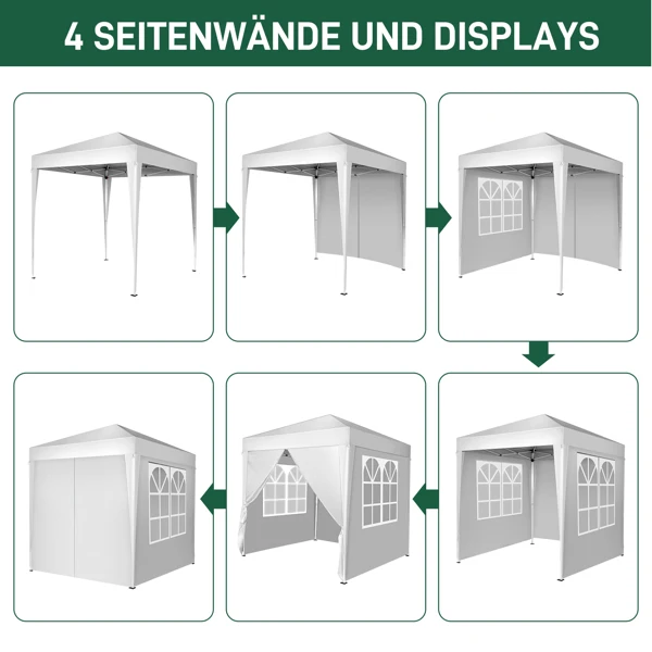 6.5x6.5ft Pop Up Canopy Tent, Outdoor Tent Canopy Foldable Portable Canopies for Camping, Patio, Easy Up Gazebo Canopy with Carry Bag, White view 3