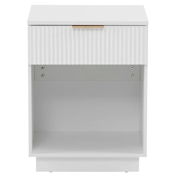 NightStand with One Drawer&Shelf White view 2