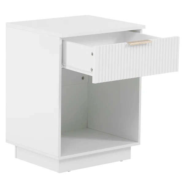 NightStand with One Drawer&Shelf White view 3