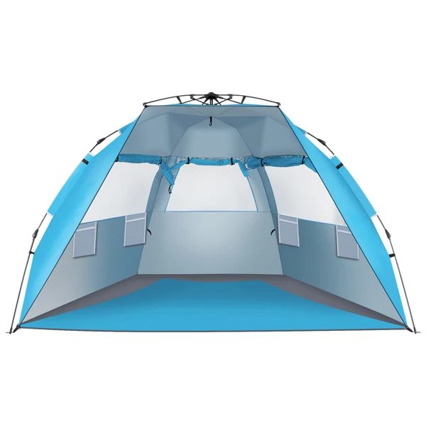 Fiberglass Pole Oxford Cloth Quick-Open Free Ride Beach Tent Blue view 2