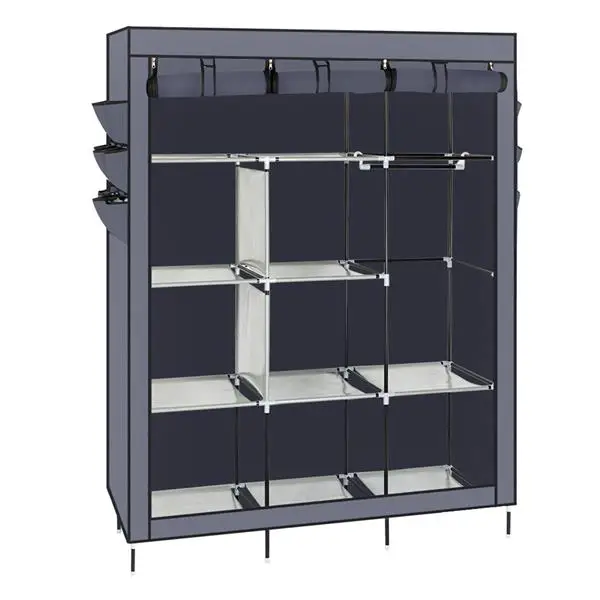 69" High-leg Non-woven Fabric Assembled Cloth Wardrobe Gray view 4