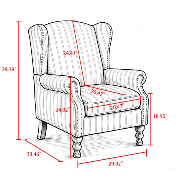 Modern Accent Chair with Retro Wood Legs, Comfy Upholstered Armchair, Floral Design Single Sofa Chair for Living Room Bedroom Office - Blue Bird view 2