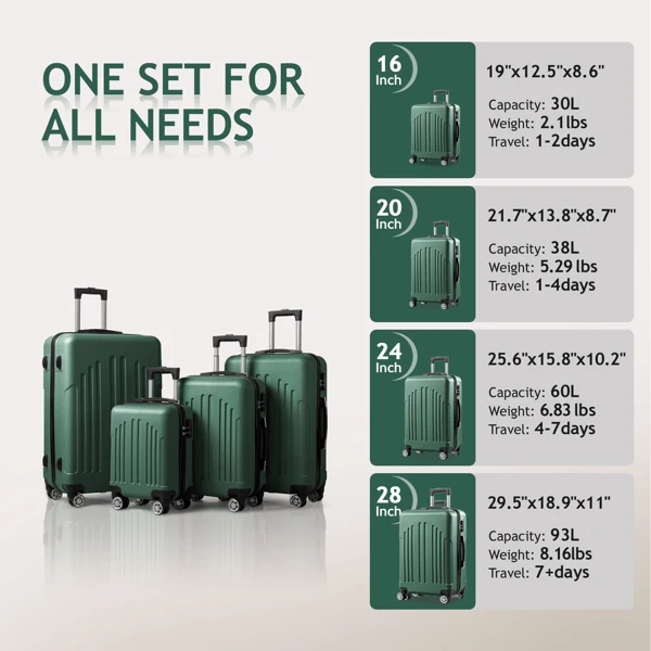 Curved Vertical Stripe 4-in-1 Trolley Case - Retro Green view 3