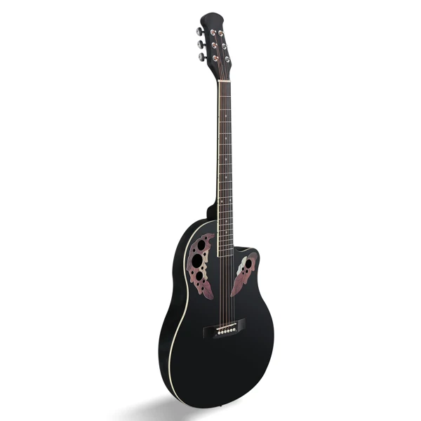 41 inch Cutawary Round Back Acoustic Guitar Spruce Top Grape Hole Black