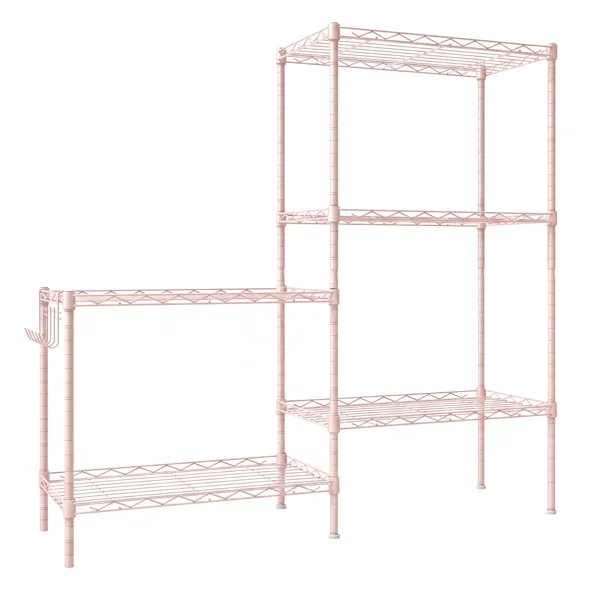 5-layer adjustable shelf with adjustable spacing, pin-type deformable structure, adjustable feet, display rack, iron, 54*29*150cm, powder coated with high-gloss powder view 5
